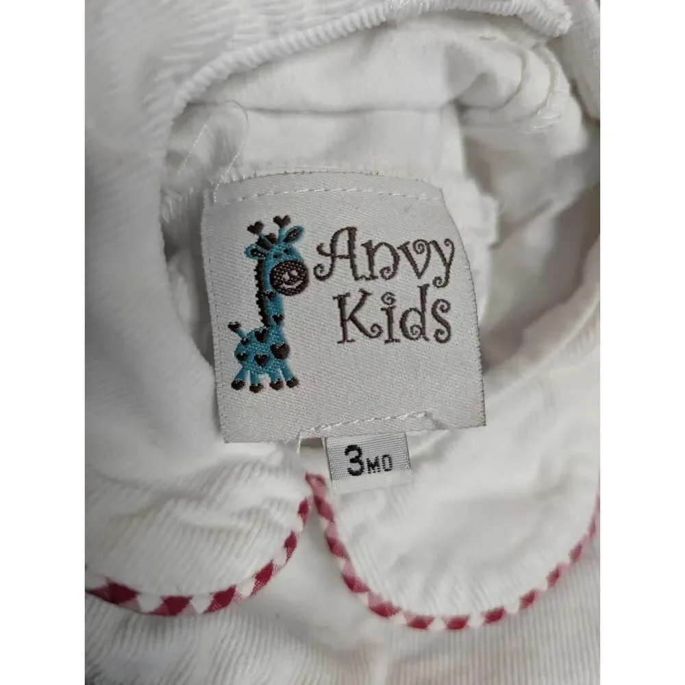 Anvy Kids Long Bubble size 3 Months White Red Longall Boutique Cotton